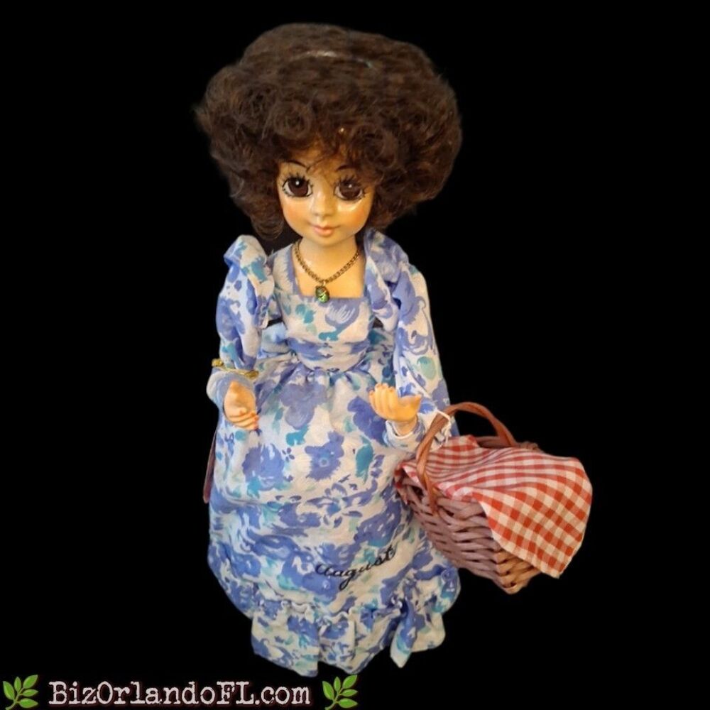 VINTAGE: 1986 Brinn's "August" Peridot Doll / Musical Calendar Miss Series *HTF*